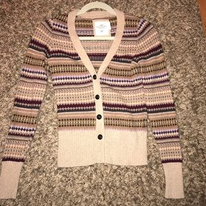 Women's H&M Tan & Purple Button-down Cardigan